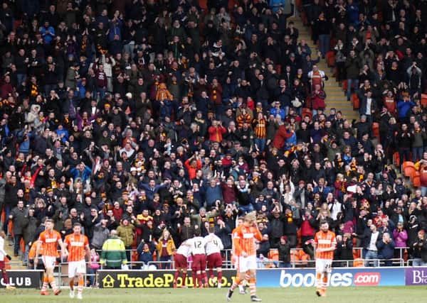 More than 3000 Bradford supporters were at Bloomfield Road on Saturday
