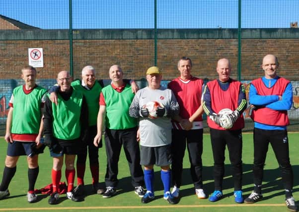 The Fleetwood Flyers Walking Football group at Milton St Astro turf in Fleetwood.