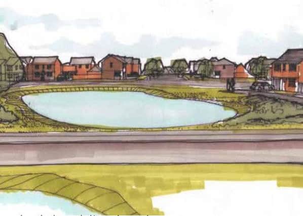 An artist's impression of the proposed scheme on farmland off Garstang Road East
