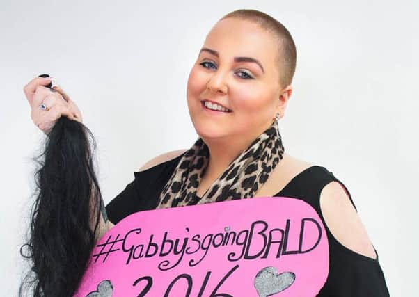 Gabby McPhee, after shaving all her hair off for charity