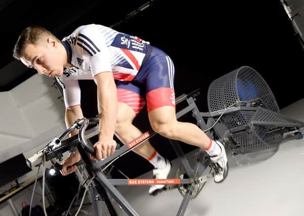 Cyclist  Ryan Owens tests out the  ergometer