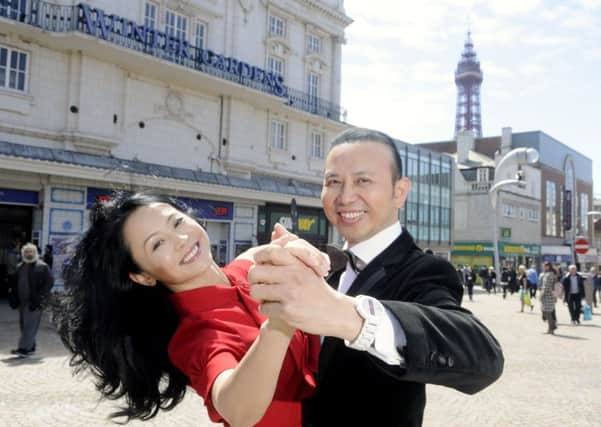 Launch of the Blackpool Dance Festival in China.  Dance champions from China, Allen Wen and Anne Sum.