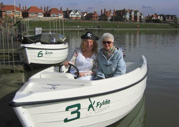 Coun Cheryl Little (left), chairman of Fylde Councils Tourism and Leisure Committee, and Coun Sue Fazackerley, Fylde Council leader, try out the new boats at Fairhave Lake