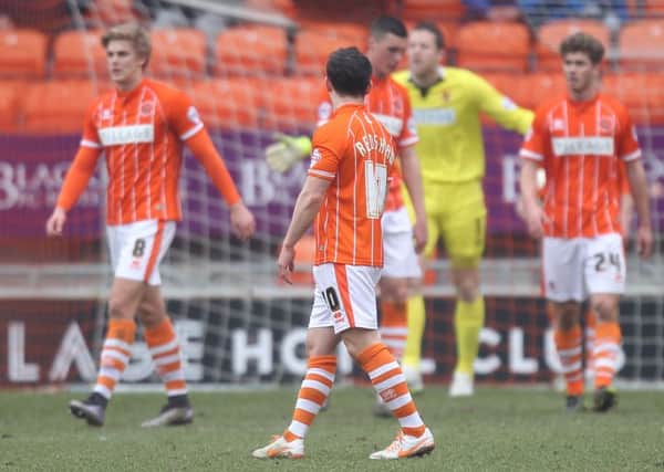 Blackpool's players look dejected during Saturday's game