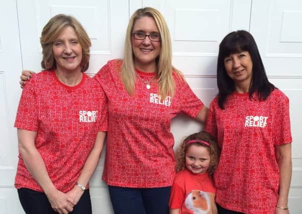 Hayley McGuffie and family members (from left) mum Pam, niece Lacey and aunt Kim shape up to run for Sport Relief