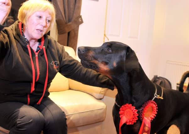 Jeanette Gregson from Cleveleys with Crufts winner Louis