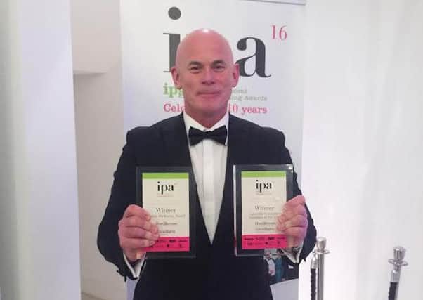 Richard McMunn with his awards at the 2016 Independent Publishing Awards