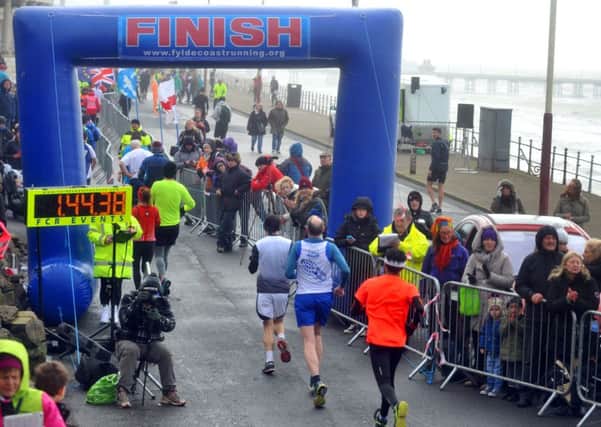 BLACKPOOL  21-02-16
Runners brave the gale-force wind and rain to complete the Great North West Half-Marathon 2016, along the North Promenade, Blackpool.