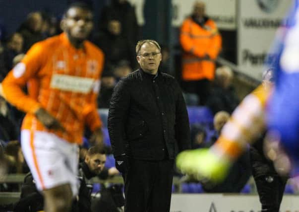 Blackpool manager Neil McDonald watches on during Tuesday's game