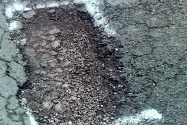 Barbara Fielding, of Mersey Road South Shore, has been denied compensation from Blackpool Council after falling due to a pothole as the hole was not big enough.
The pothole (now filled in).  PIC BY ROB LOCK
17-3-2016