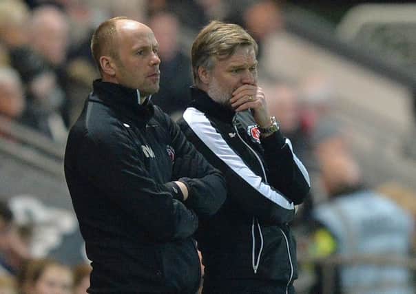 Fleetwood Town manager Steven Pressley and assistant Neil MacFarlane. Photographer Dave Howarth/CameraSport