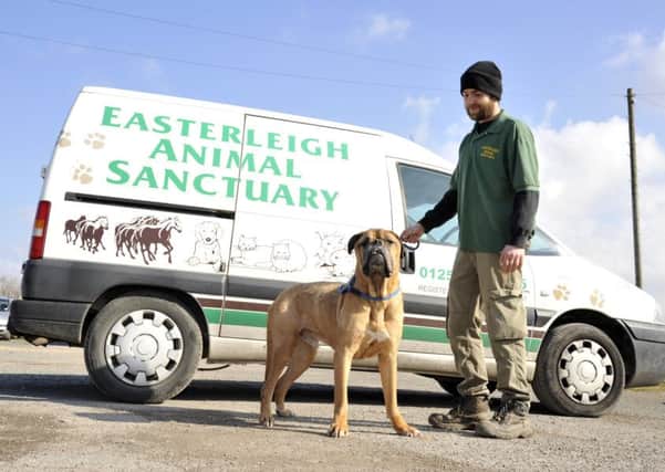 Marc Cartmell with Denzel as he leaves Easterleigh Animal Sanctuary due to its closure