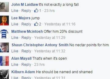 Screengrabs of the Facebook comments