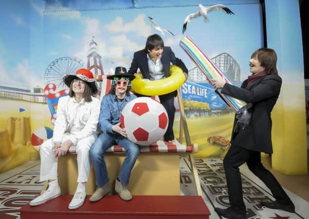 The cast of Let It Be in Blackpool to promote their latest show at the Grand Theatre