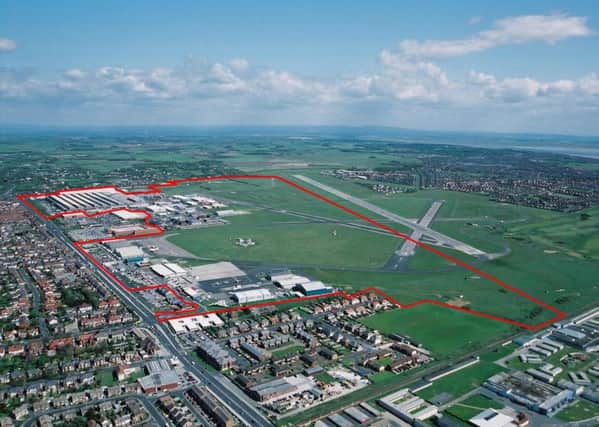An aerial shot showing the boundaries of the Blackpool Airport enterprise zone.