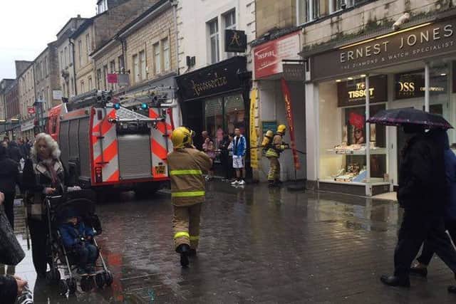 Fire crews tackle the blaze on Penny Street in Lancaster on Thursday morning. Photo by Adam Greenwood.