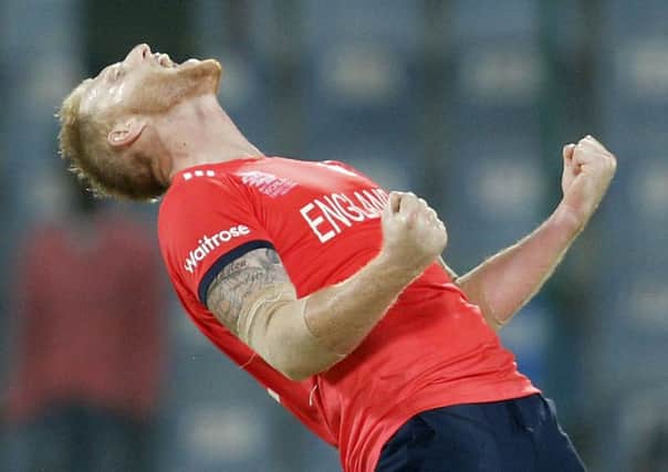 England's Ben Stokes celebrates after they defeated Sri Lanka  by 10 runs