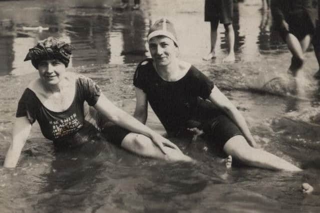Gordon Annand's mum, Winifred May (left) with his aunty Rose Norton, at South Shore baths