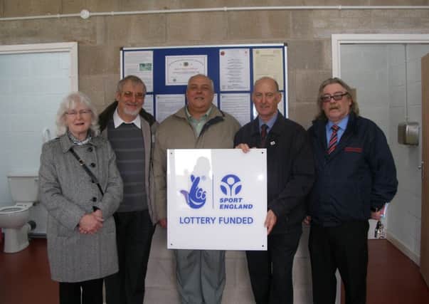 At the official opening of the new clubhouse pavilion at Strawberry Gardens Bowls Club are Maureen Shaw, David Shaw (Strawberry Gardens pub landlord), Carl Healey (sponsor) Dave Walters (honorary secretary of the  bowls club), Dave Wise, (chairman of the bowls club).