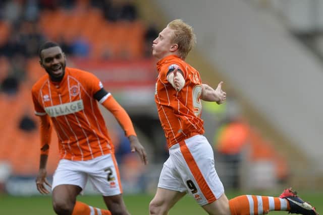 Blackpool's Mark Cullen celebrates scoring his team's opening goal