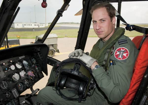 The Duke of Cambridge at the controls of a Sea King helicopter