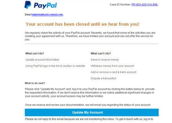 PayPal bogus email