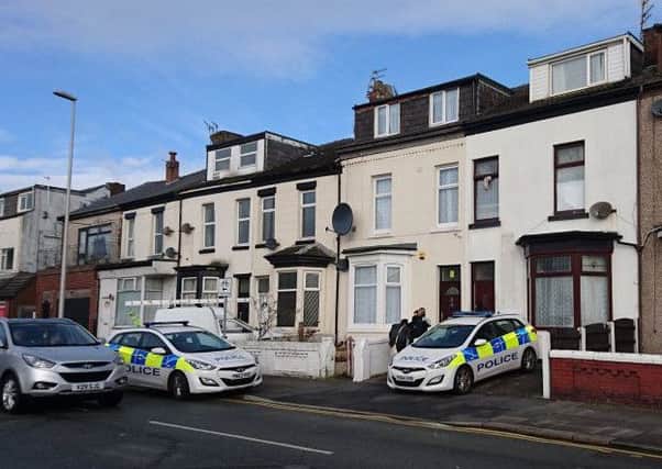 The scene in Caunce Street, where police have launched a murder investigation.
