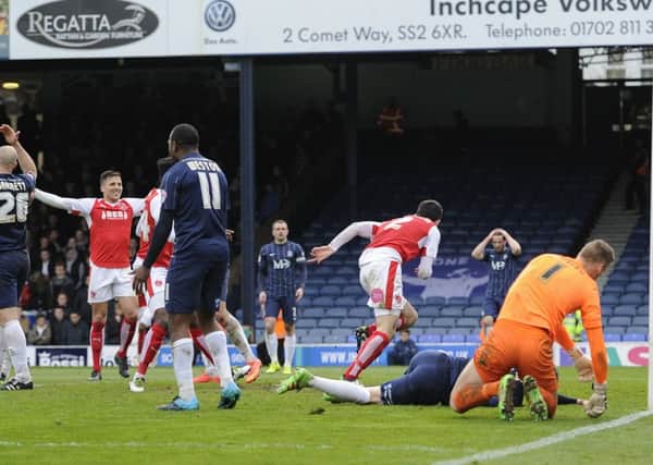 Fleetwood Town's Conor McLaughlin equalises at Southend