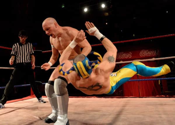 Pictures Martin Bostock
Action from Megaslam wrestling at Blackpool Tower Circus.