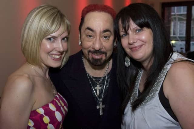 David Gest meets Kerry Beattie and Donna Molyneux during his visit to Septembers in Blackpool