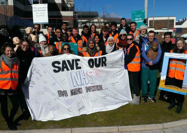 Junior doctors on the picket line in Blackpool yesterday