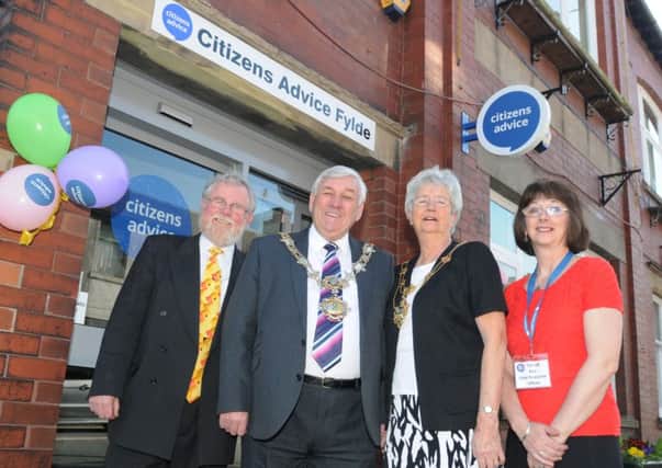 Chairman of Citizens Advice managment committee Richard Nulty, Fylde mayor Coun Peter Hardy, mayoress Sheila Hardy and Citizens Advice Fylde chief executive Kim Cook at the official opening of the extended premises