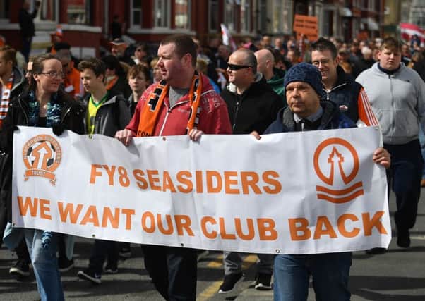 Blackpool Fans march to Bloomfield Road  last weekend