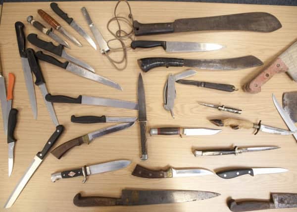 Some of the hundreds of knives handed in to Lancashire Police during theforces last amnesty