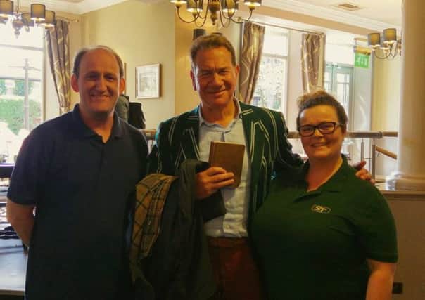 Michael Portillo at the Station Tavern, Lytham with landlord and landlady Simon Malings and Debbie Blackshaw