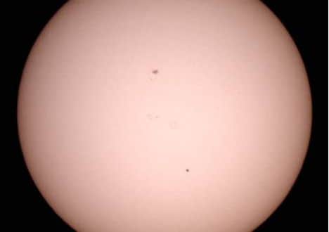 T5. 16.55 BST Transit of Mercury 09/05/16 by astronomer Len Adam in Lancashire.