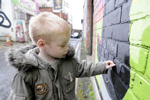 Launch of the Sand, Sea and Spray festival in Blackpool.  Pictured is four-year-old artist Charlie Willison-McDade.
