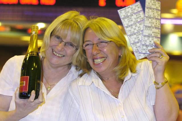 Jean Greenhill and Helen Hooper who have won Â£500,000 at Mecca Bingo, Talbot Rd, Blackpool.