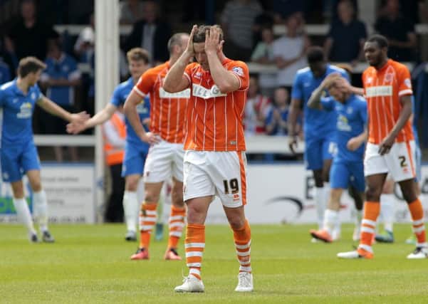 Blackpools David Norris shows his frustration