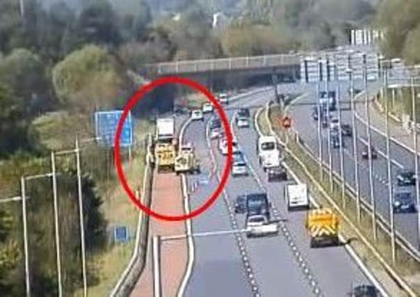 Highways Agency cameras captured the incident (circled)