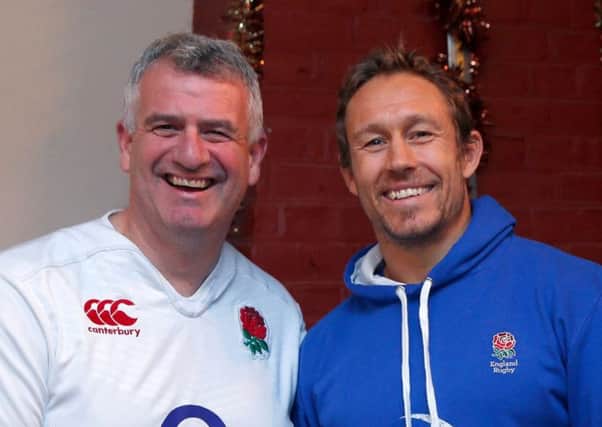 Rugby-loving Sean Tomlinson with Jonny Wilkinson