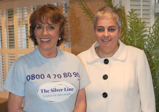 Esther Rantzen with Sophie Andrew, chief executive of Silver Line at the launch of Silver Line