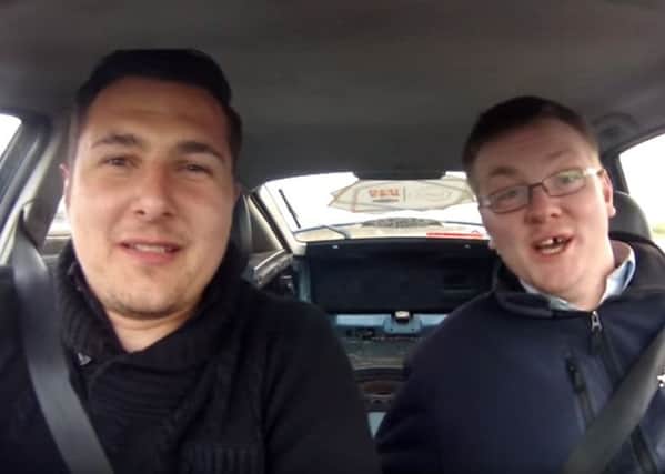 Andrew Mitchell and Campbell Logan in the car they will be rallying around Europe.