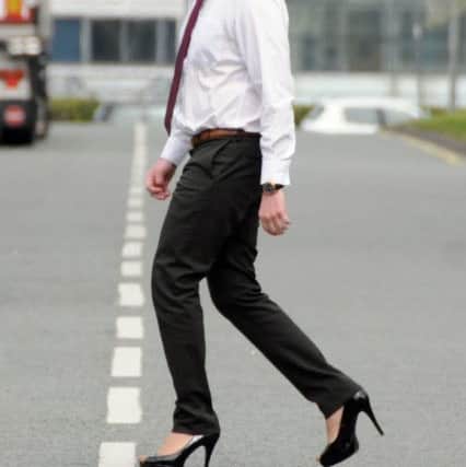 Lancashire Evening Post reporter Mark White tries wearing high-heels for the day in the office