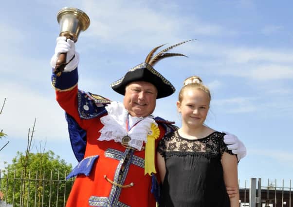 St Annes Carnival Queen Hannah Jeffrey with Town Crier Colin Ballard at the Spring fair to raise funds for the North West Air Ambulance