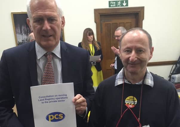 Gordon Marsden meets members of the PCS union at Parliament over the HM Land Registry privatisation issue