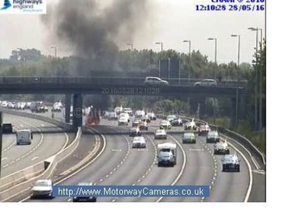The fire was captured on Highways Agency cameras       Image: Highways England