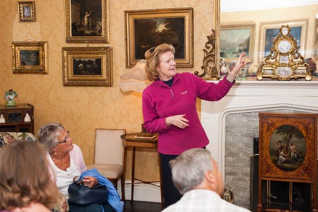 Leighton Hall, Carnforth, home to the Gillow family since the 18th century
Owner Suzie Reynolds guides visitors around the home, Pam Shread on a tour with schoolchildren and Leighton Hall Falconer Jim Brown