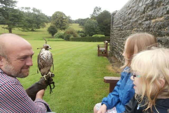 Leighton Hall, Carnforth, home to the Gillow family since the 18th century
Owner Suzie Reynolds guides visitors around the home, Pam Shread on a tour with schoolchildren and Leighton Hall Falconer Jim Brown