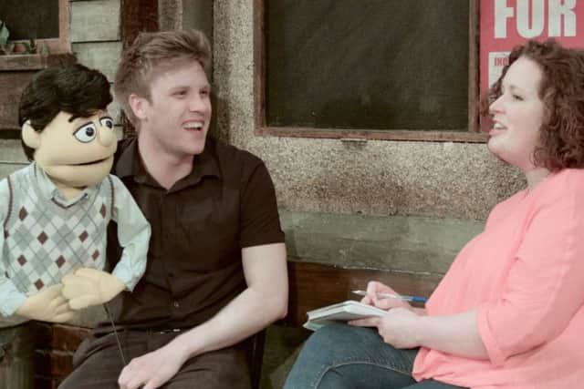 Richard Lowe as Princeton in Avenue Q and him being interviewed by Anna , right.